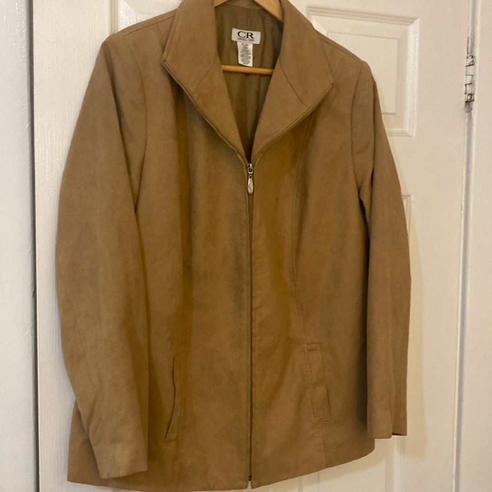 Carol  Reed Brown plus 18 w chamois leather zip jacket blazer vintage
